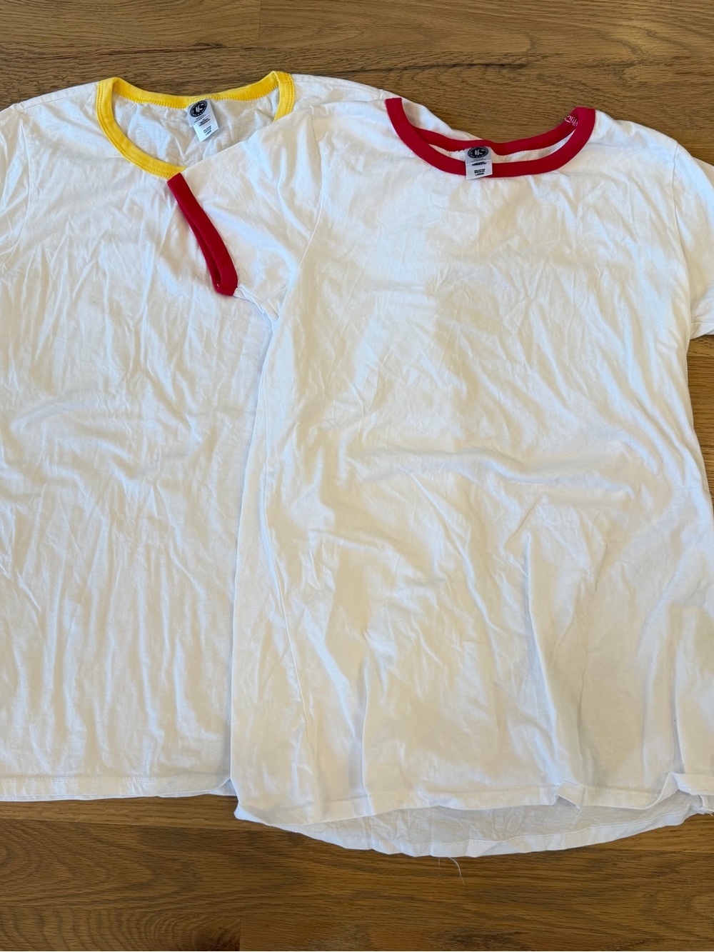 US Blanks Ringer Tee Lot 2 Women's Large Made in USA